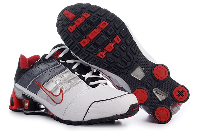 Mens Nike Shox Nz Shoes White Gray Red Black - Click Image to Close